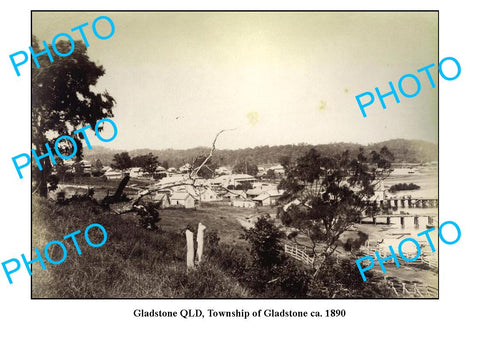 OLD LARGE PHOTO, TOWNSHIP OF GLADSTONE, QUEENSLAND, c1890