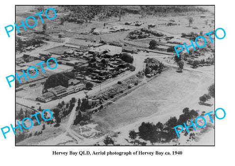 OLD LARGE PHOTO, HERVEY BAY QUEENSLAND, AERIAL VIEW c1940