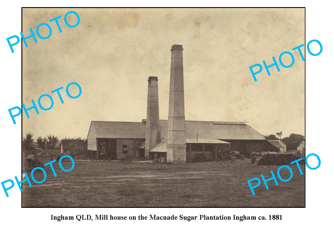 OLD LARGE PHOTO, INGHAM QUEENSLAND, SUGAR PLANTATION MILL HOUSE c1881