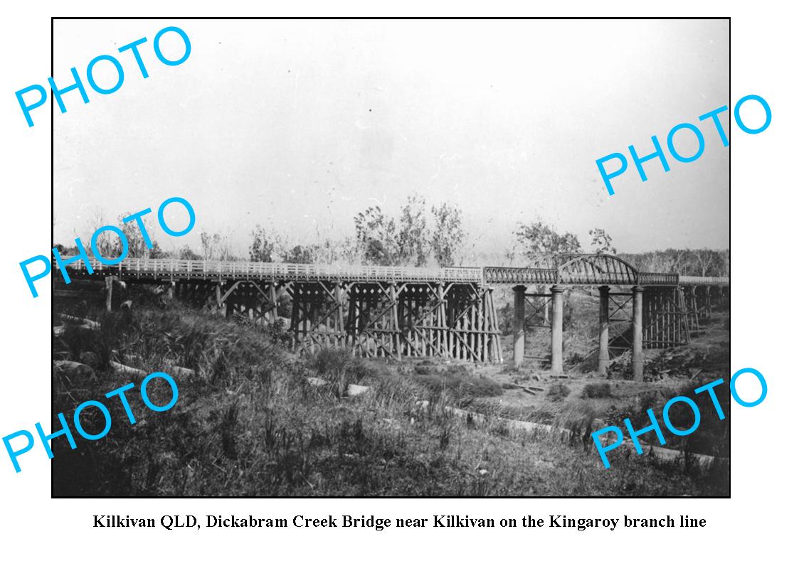 OLD LARGE PHOTO, KILKIVAN QUEENSLAND, DICKABRAM RAILWAY BRIDGE c1890