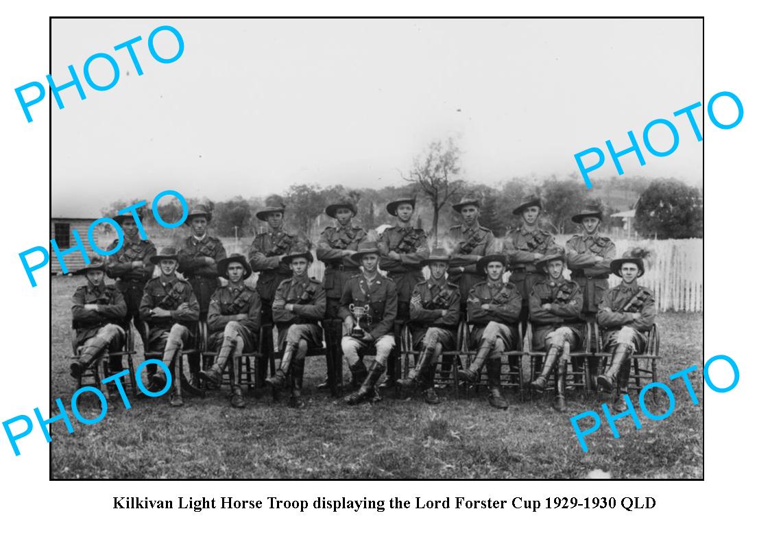 OLD LARGE PHOTO, KILKIVAN QUEENSLAND, LIGHT HORSE TROOP c1930