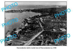 OLD LARGE PHOTO, MAROOCHYDORE QUEENSLAND, AERIAL VIEW c1928