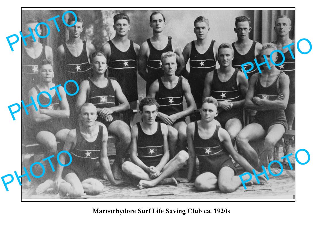 OLD LARGE PHOTO, MAROOCHYDORE QUEENSLAND, SURF LIFE SAVING CLUB c1920