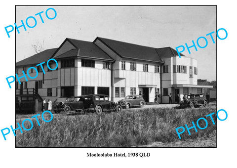 OLD LARGE PHOTO, MOOLOOLABA QUEENSLAND, HOTEL c1938