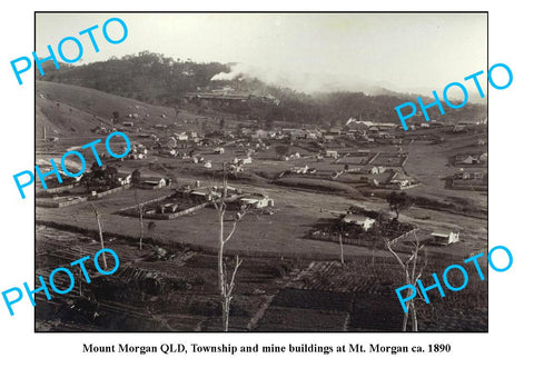 OLD LARGE PHOTO, MOUNT MORGAN QUEENSLAND, SCENIC VIEW c1890