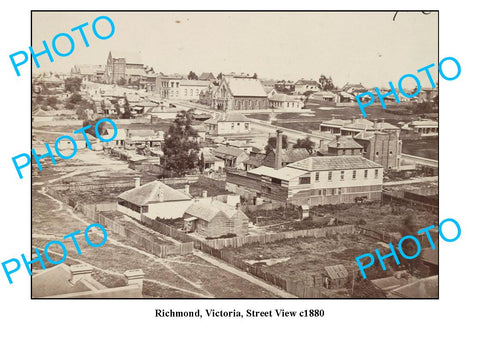 OLD LARGE PHOTO, RICHMOND VICTORIA, STREET VIEW c1880 1