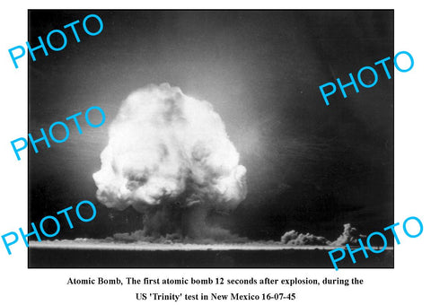 OLD LARGE PHOTO, 1st ATOMIC BOMB EXPLOSION, NEW MEXICO 1945