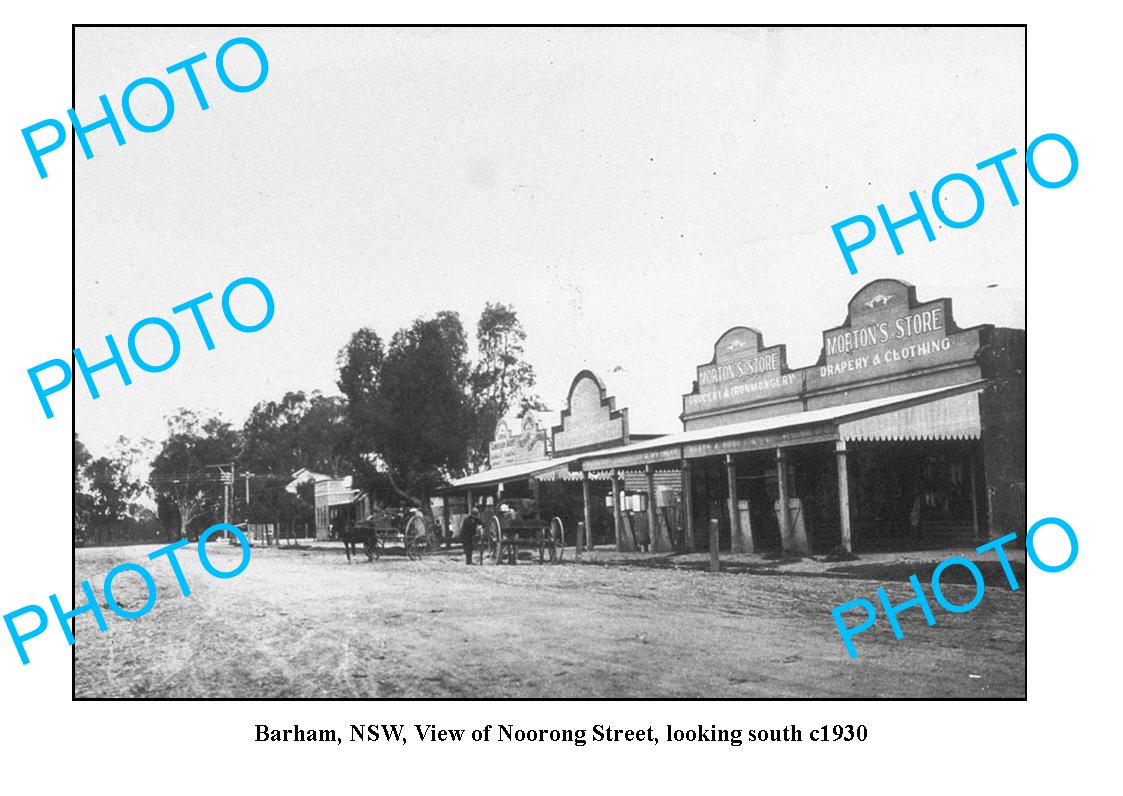 OLD LARGE PHOTO, BARHAM NSW, VIEW OF NOORONG St, LOOKING SOUTH c1930