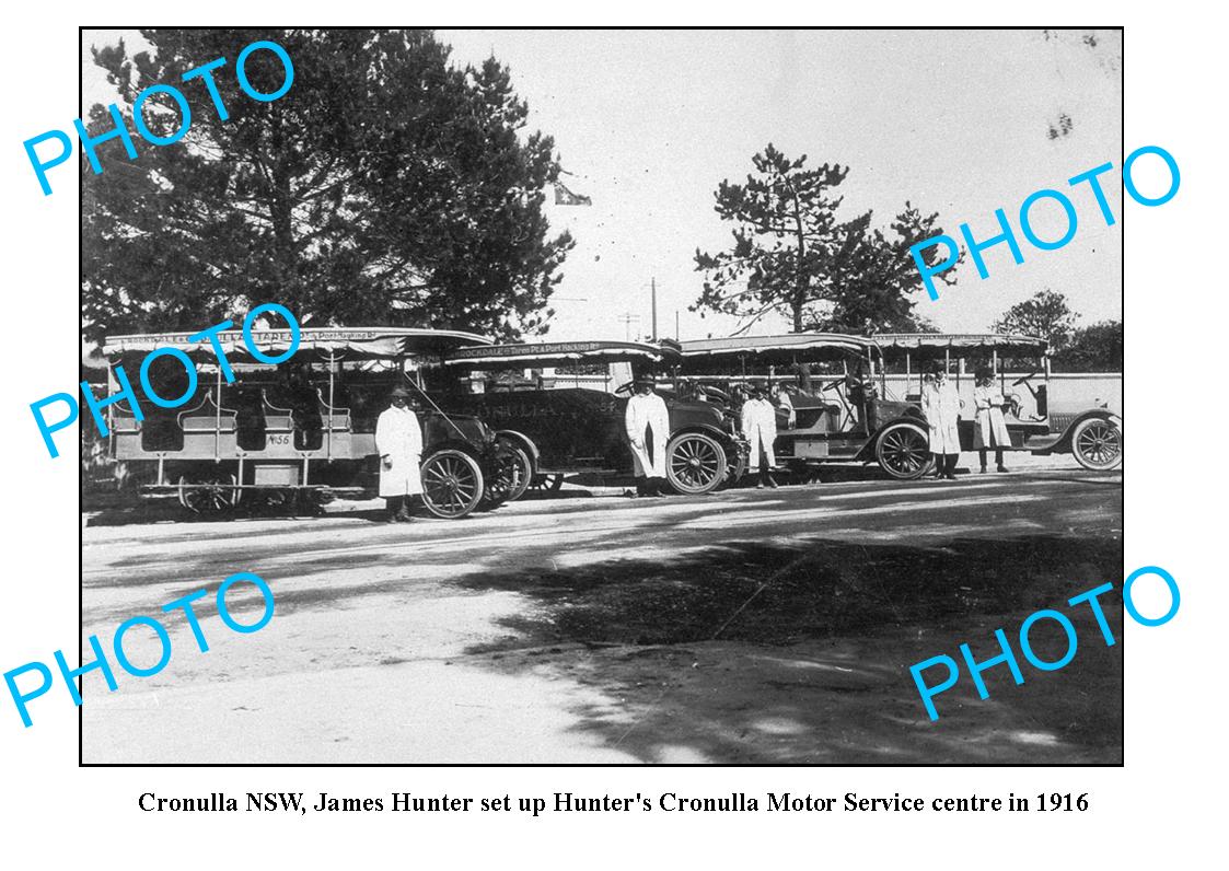 OLD LARGE PHOTO, CRONULLA NSW, HUNTERS MOTOR SERVICE CENTRE c1916