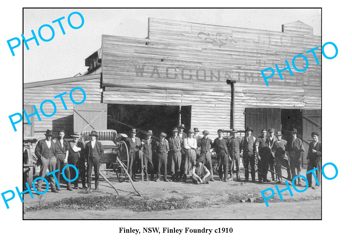 OLD LARGE PHOTO, FINLEY NSW, FINLEY FOUNDRY STAFF c1910