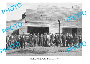 OLD LARGE PHOTO, FINLEY NSW, FINLEY FOUNDRY STAFF c1910