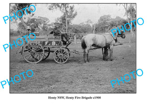 OLD LARGE PHOTO, HENTY NSW, HENTY FIRE BRIGADE CART c1900