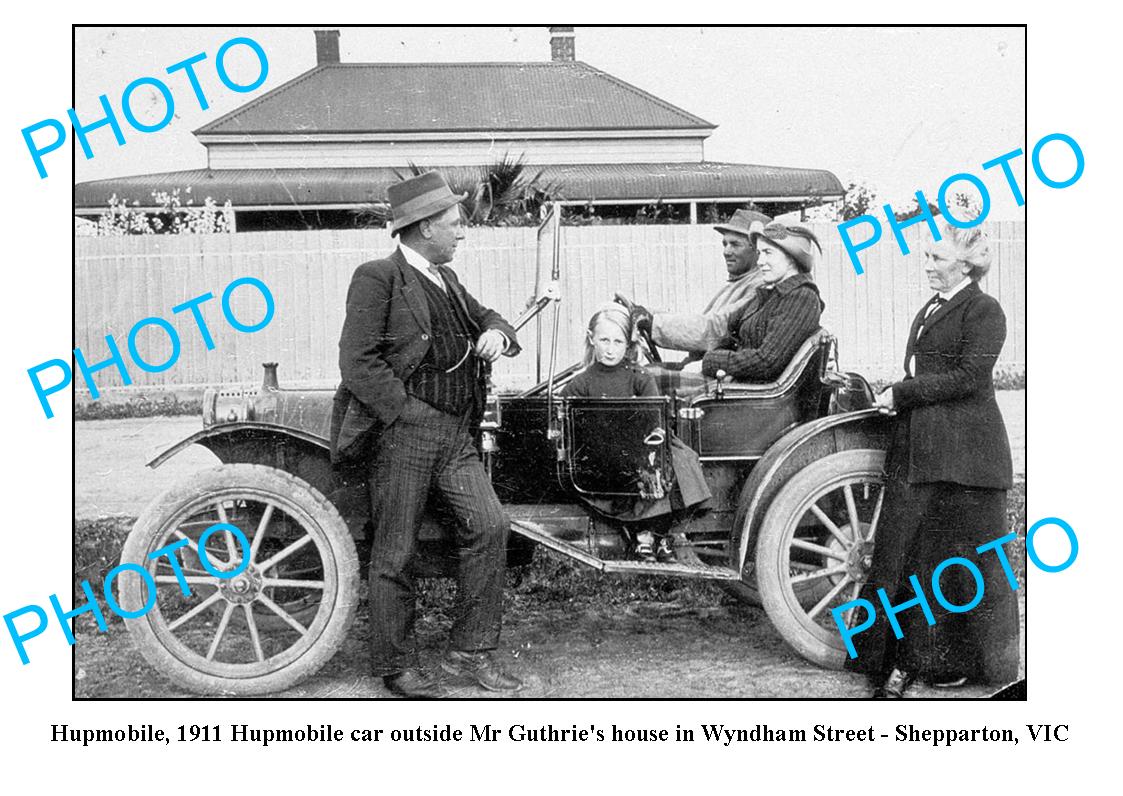 OLD LARGE PHOTO, SHEPPARTON VICTORIA, HUPMOBILE IN ACTION c1911