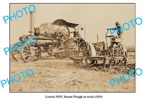 OLD LARGE PHOTO, LEETON NSW, STEAM PLOUGH AT WORK c1910