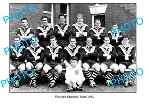 OLD LARGE PHOTO, WESTERN SUBURBS 1963 RUGBY TEAM, ARTHUR SUMMONS etc