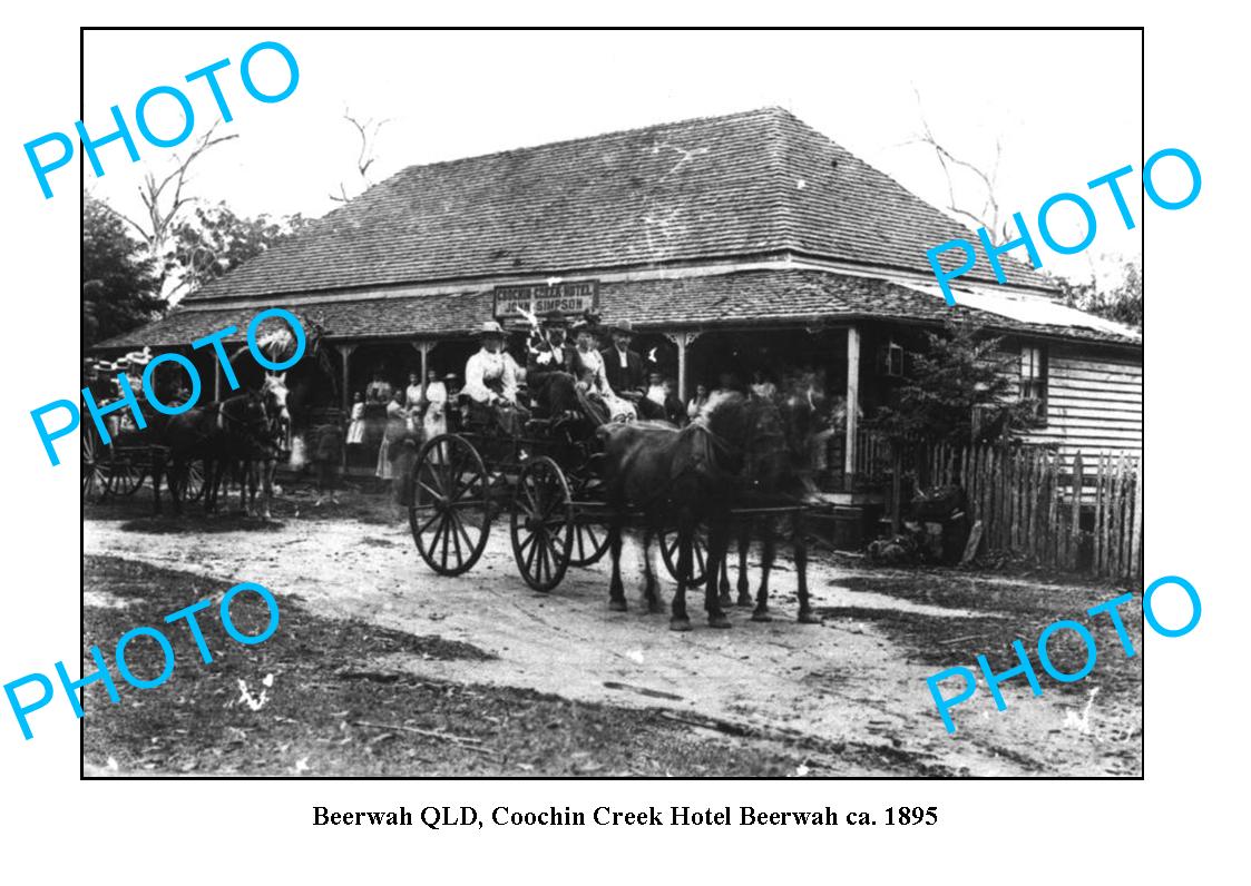 OLD LARGE PHOTO, BEERWAH QUEENSLAND, COOCHIN CREEK HOTEL c1895