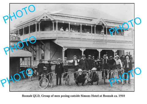 OLD LARGE PHOTO, BOONAH QUEENSLAND, SIMONS HOTEL c1910