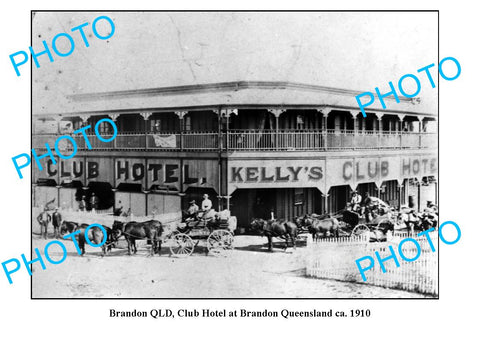 OLD LARGE PHOTO, BRANDON QUEENSLAND, KELLYS CLUB HOTEL c1910