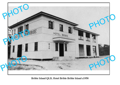 OLD LARGE PHOTO, BRIBIE ISLAND QUEENSLAND, HOTEL BRIBIE c1950