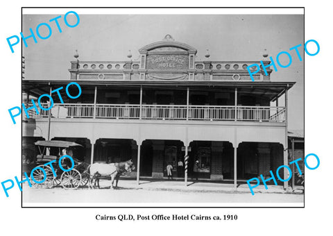 OLD LARGE PHOTO, CAIRNS QUEENSLAND, POST OFFICE HOTEL, c1910