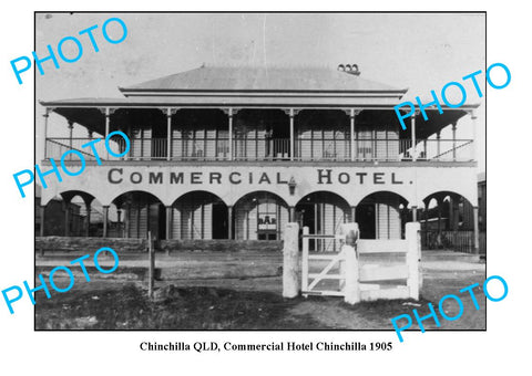 OLD LARGE PHOTO, CHINCHILLA QUEENSLAND, COMMERCIAL HOTEL c1905