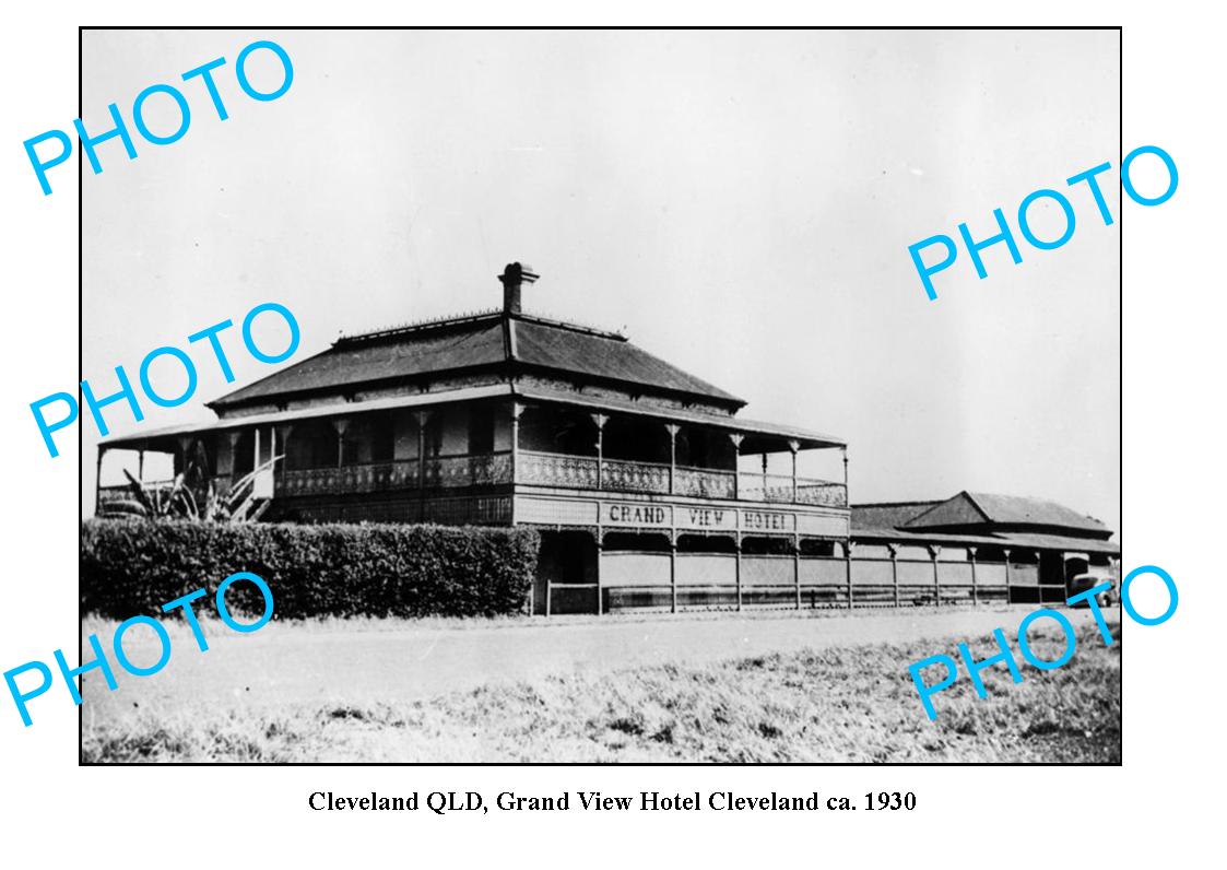 OLD LARGE PHOTO, CLEVELAND QUEENSLAND, GRAND VIEW HOTEL c1930