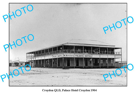 OLD LARGE PHOTO, CROYDON QUEENSLAND, PHIDES PALACE HOTEL c1904