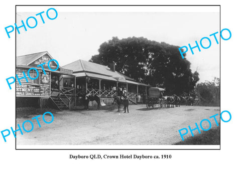 OLD LARGE PHOTO, DAYBORO QUEENSLAND, CROWN HOTEL c1910