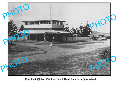 OLD LARGE PHOTO, EMU PARK QUEENSLAND, PINE BEACH HOTEL c1930