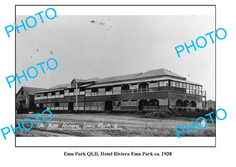 OLD LARGE PHOTO, EMU PARK QUEENSLAND, HOTEL RIVIERA c1938