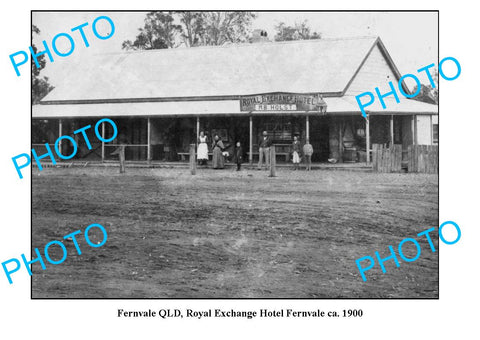 OLD LARGE PHOTO, FERNVALE QUEENSLAND, ROYAL EXCHANGE HOTEL c1900