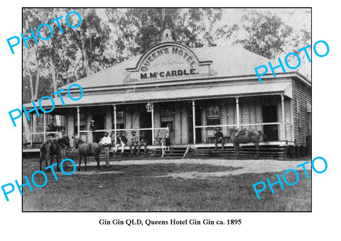 OLD LARGE PHOTO, GIN GIN QUEENSLAND, McCARDLE QUEENS HOTEL c1895