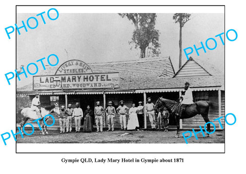 OLD LARGE PHOTO, GYMPIE QUEENSLAND, LADY MARY HOTEL c1871