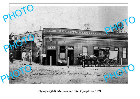 OLD LARGE PHOTO, GYMPIE QUEENSLAND, COWELLS MELBOURNE HOTEL c1871