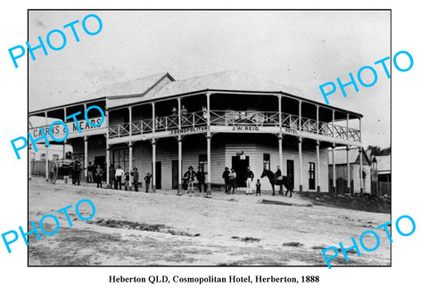 OLD LARGE PHOTO, HEBERTON QUEENSLAND, COSMOPOLITAN HOTEL c1888