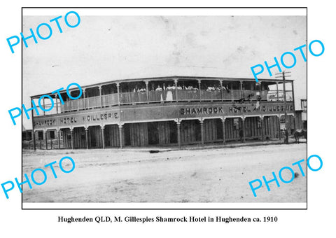 OLD LARGE PHOTO, HUGHENDEN QUEENSLAND, SHAMROCK HOTEL c1910