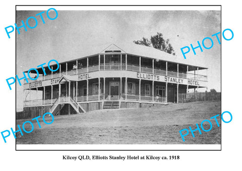 OLD LARGE PHOTO, KILCOY QUEENSLAND, ELLIOTS STANLEY HOTEL c1918