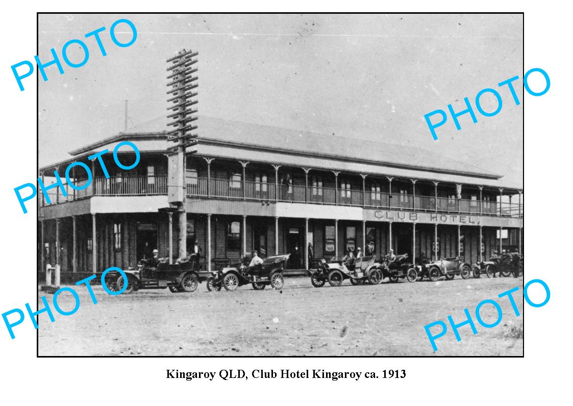 OLD LARGE PHOTO, KINGAROY QUEENSLAND, CLUB HOTEL c1913