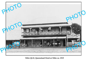 OLD LARGE PHOTO, MILES QUEENSLAND, QUEENSLAND HOTEL c1919