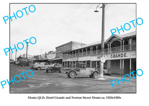 OLD LARGE PHOTO, MONTO QUEENSLAND, HOTEL GRANDE, NEWTON STREET c1920