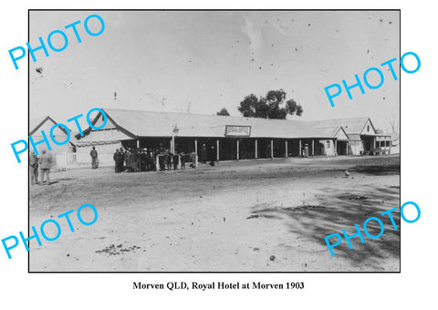 OLD LARGE PHOTO, MORVEN QUEENSLAND, ROYAL HOTEL c1903