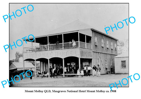 OLD LARGE PHOTO, MOUNT MOLLOY QUEENSLAND, MUSGRAVES NATIONAL HOTEL c1908