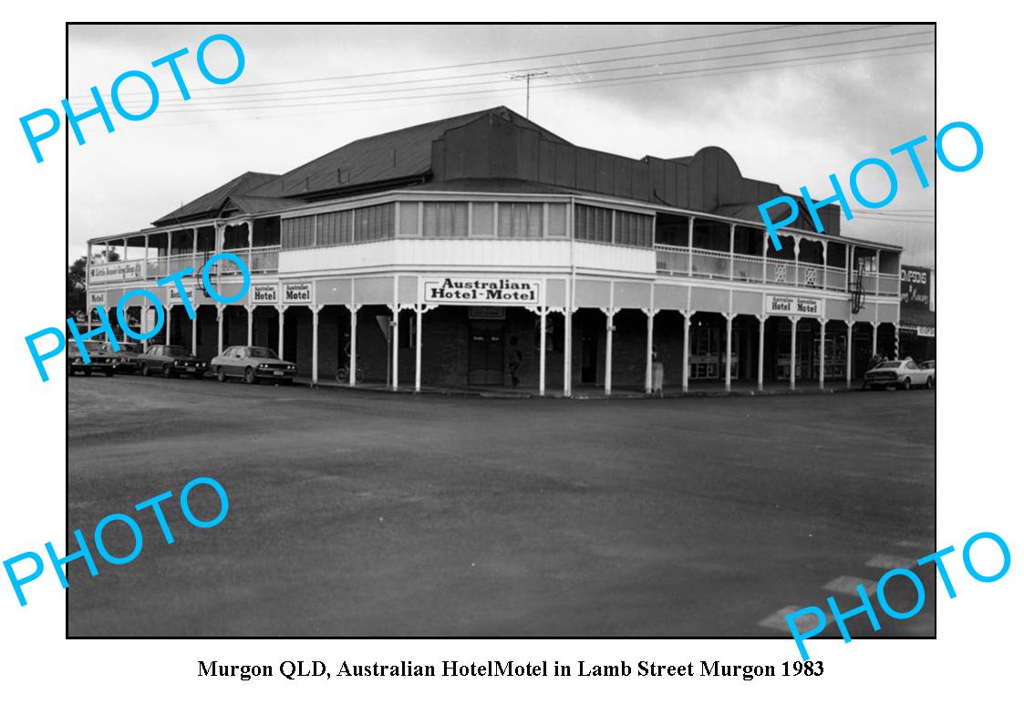 OLD LARGE PHOTO, MURGON QUEENSLAND, AUSTRALIAN HOTEL, LAMB STREET c1983