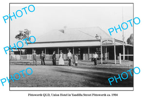 OLD LARGE PHOTO, PITTSWORTH QUEENSLAND, UNION HOTEL, YANDILLA STREET c1904