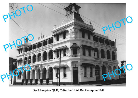 OLD LARGE PHOTO, ROCKHAMPTON QUEENSLAND, CRITERION HOTEL c1948