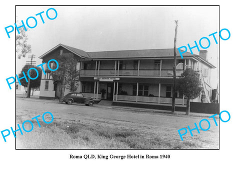 OLD LARGE PHOTO, ROMA QUEENSLAND, KING GEORGE HOTEL c1940