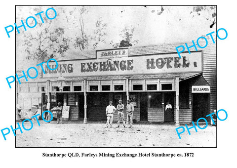 OLD LARGE PHOTO, STANTHORPE QUEENSLAND, MINING EXCHANGE HOTEL c1872