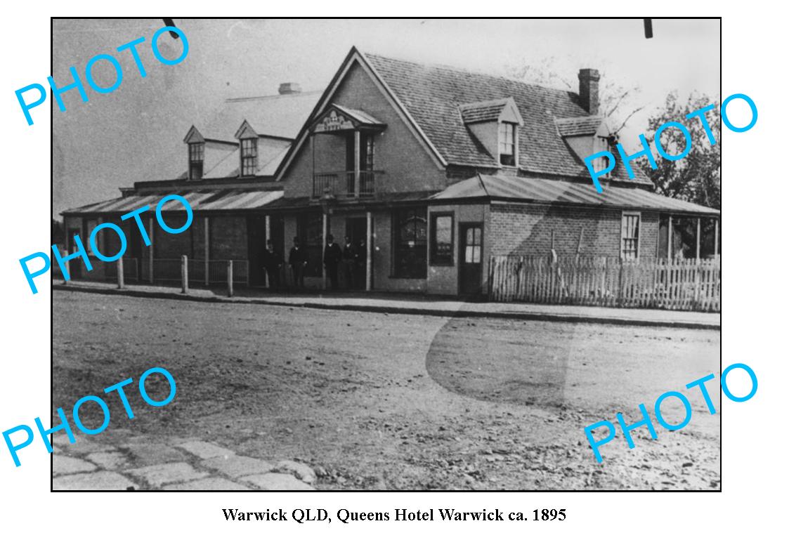 OLD LARGE PHOTO, WARWICK QUEENSLAND, QUEENS HOTEL c1895