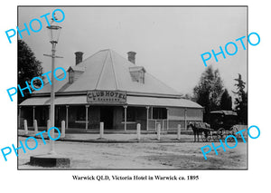 OLD LARGE PHOTO, WARWICK QUEENSLAND, OLD CLUB HOTEL c1895