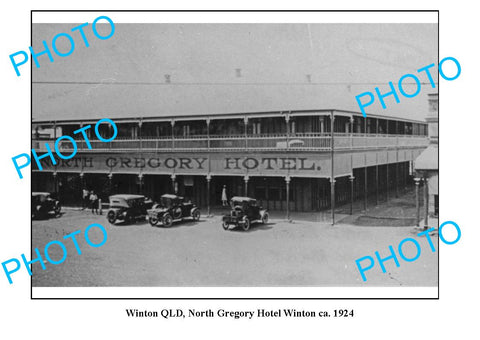 OLD LARGE PHOTO, WINTON QUEENSLAND, NORTH GREGORY HOTEL c1924